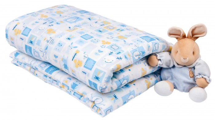 

Одеяло детское Daisy Мультяшки голубой, пододеяльник, 110х140 см, 5006, Белый