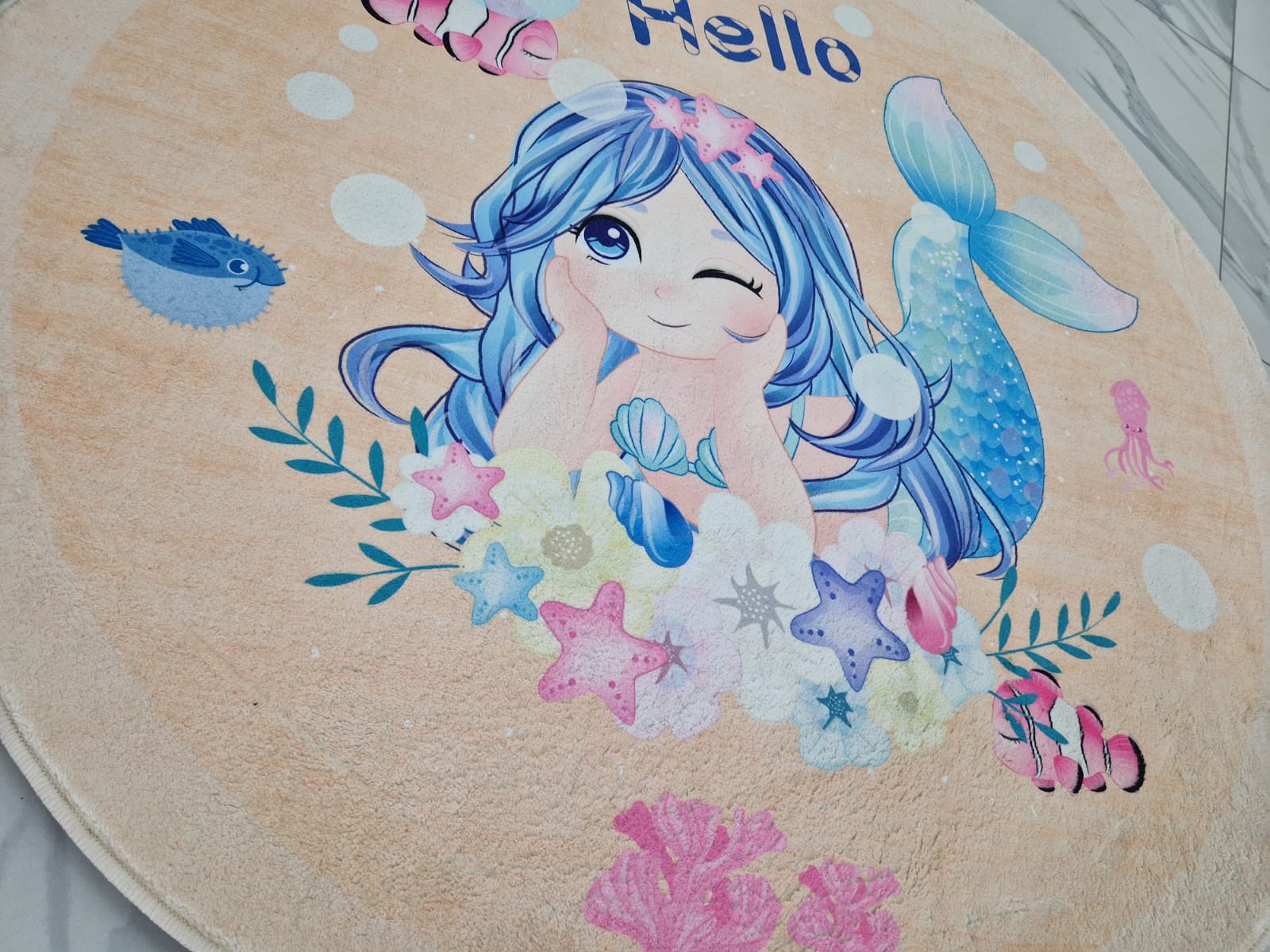 

Ковер CarpetDom детский круг микрофибра нескользящий d120 Русалочка, Русалочка
