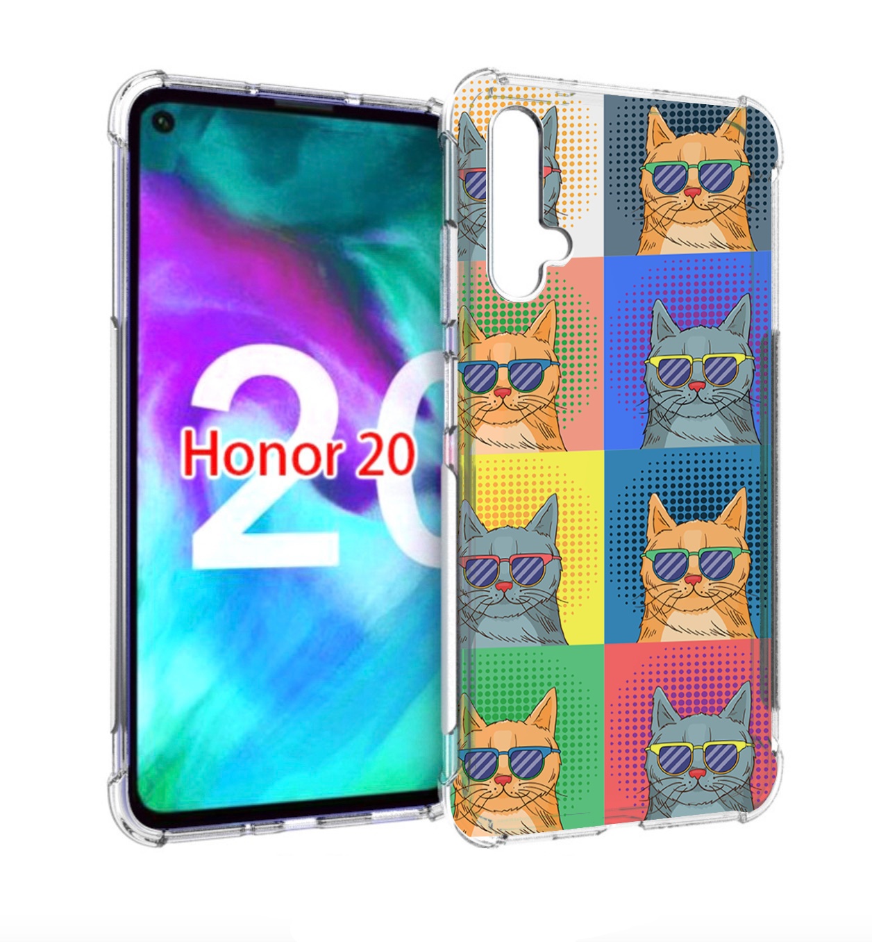 

Чехол бампер MyPads разноцветные-коты для Honor 20, Прозрачный, Tocco