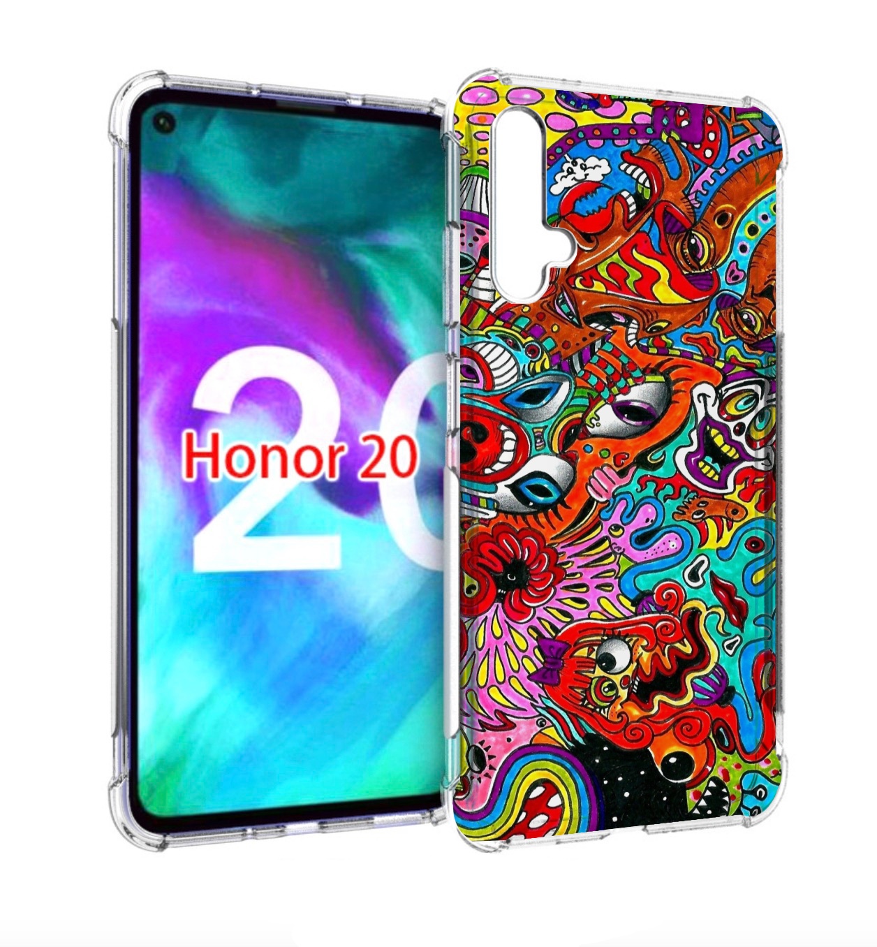 

Чехол бампер MyPads разные абстракции яркие для Honor 20, Прозрачный, Tocco