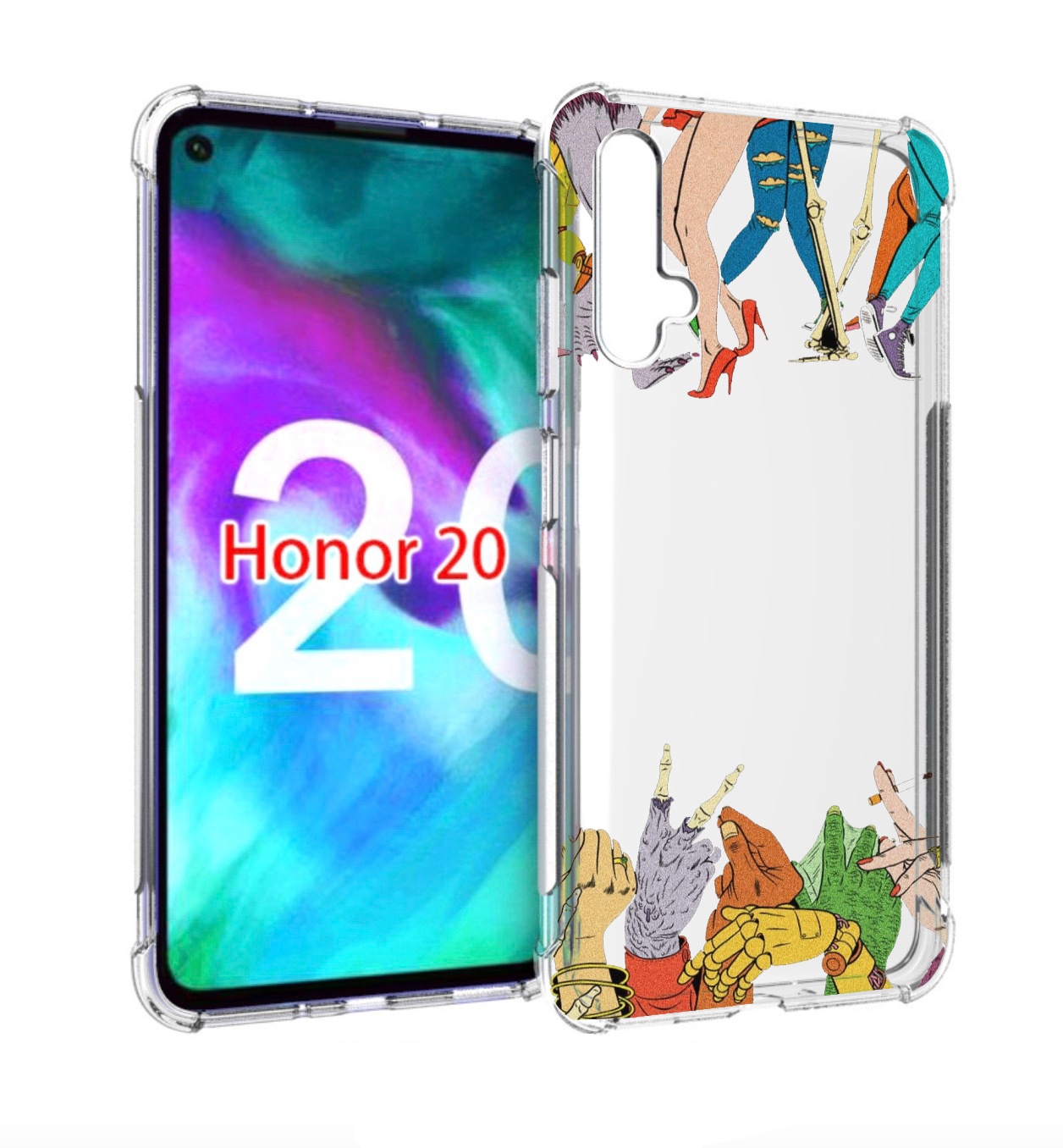 

Чехол бампер MyPads разные персонажи пальчики для Honor 2, Прозрачный, Tocco