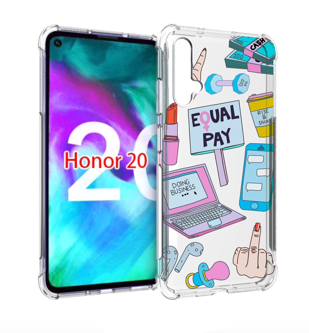 

Чехол бампер MyPads разные-штучки для Honor 20, Прозрачный, Tocco
