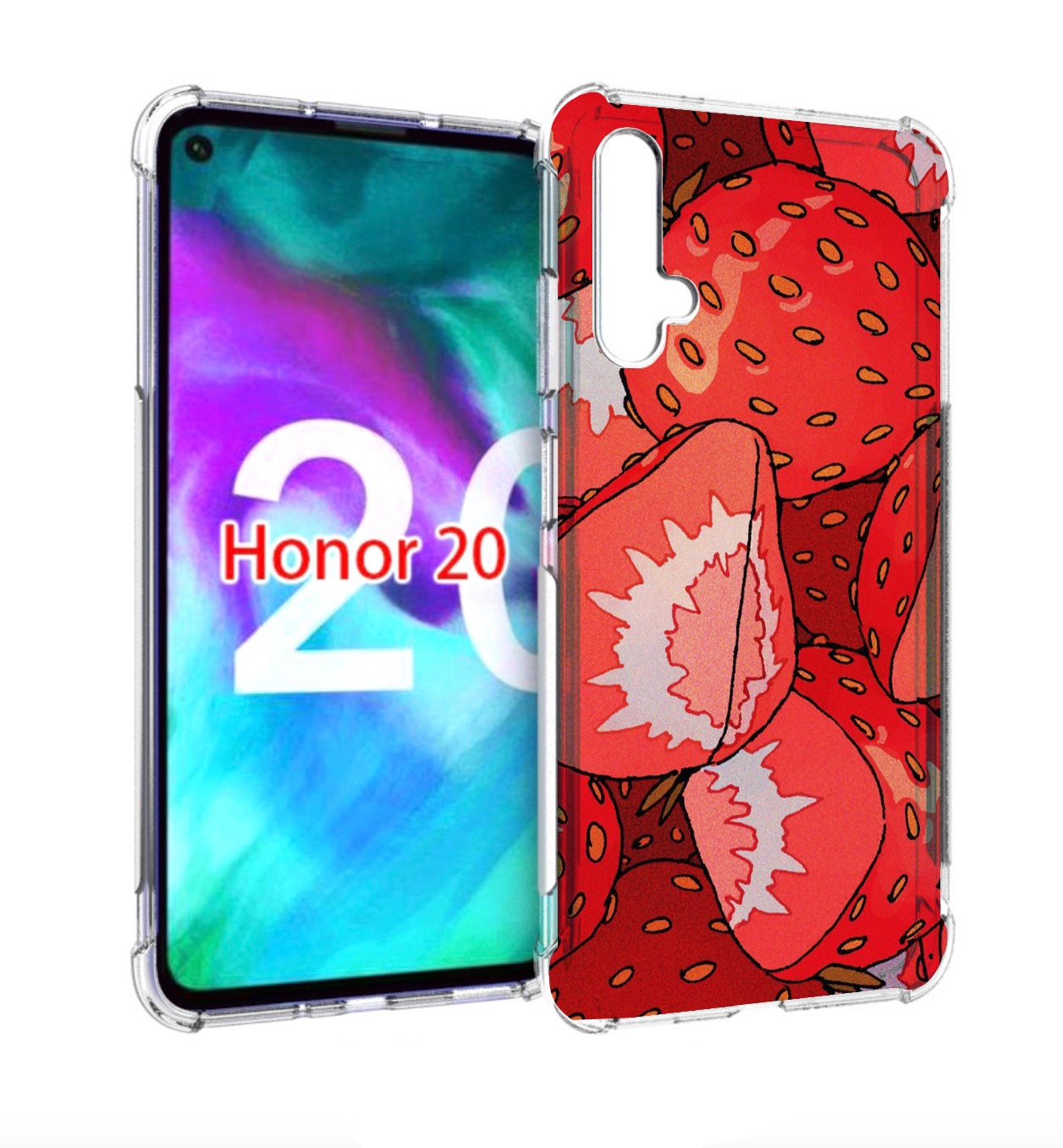 

Чехол бампер MyPads рисованная-клубника для Honor 20 Honor, Прозрачный, Tocco