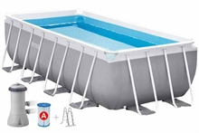 

26790 Прямоугольный каркасный бассейн Intex 400х200х122см +фильтр-насос 2,0 м3/ч, лестница, Серый, INTEX 26790