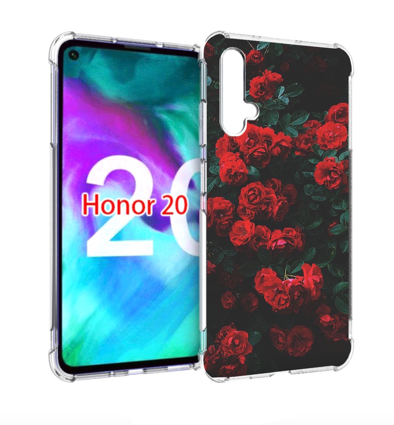

Чехол бампер MyPads розы-в-листьях для Honor 20, Прозрачный, Tocco