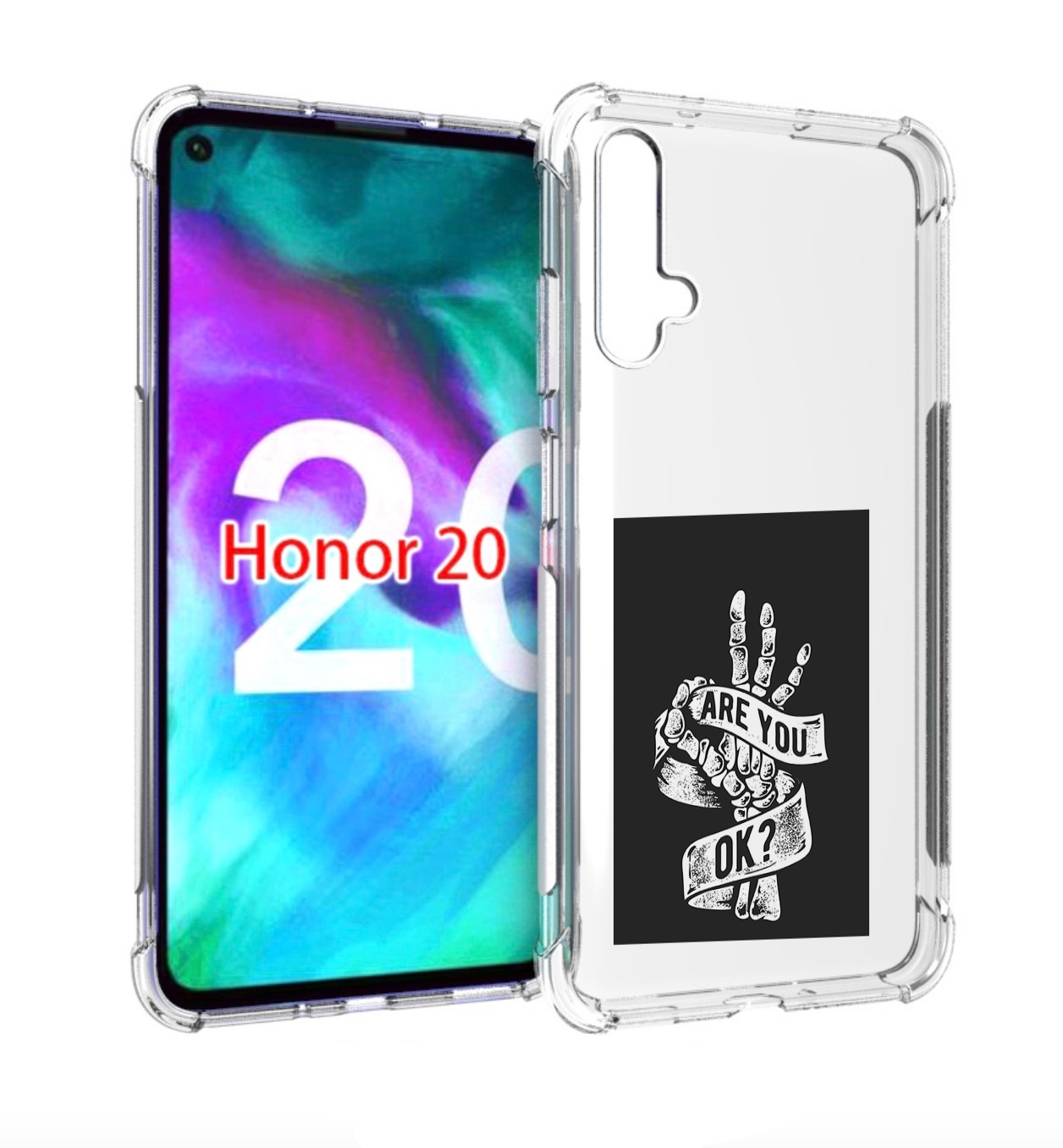 

Чехол бампер MyPads рука-скелета для Honor 20, Прозрачный, Tocco