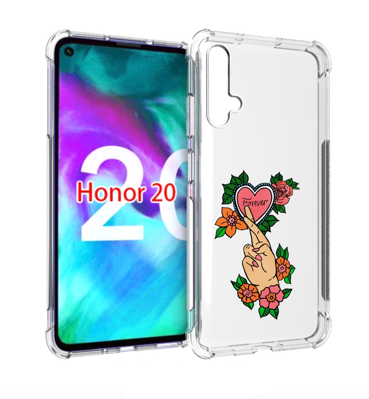 

Чехол бампер MyPads ручки-навсегда женский для Honor 20, Прозрачный, Tocco