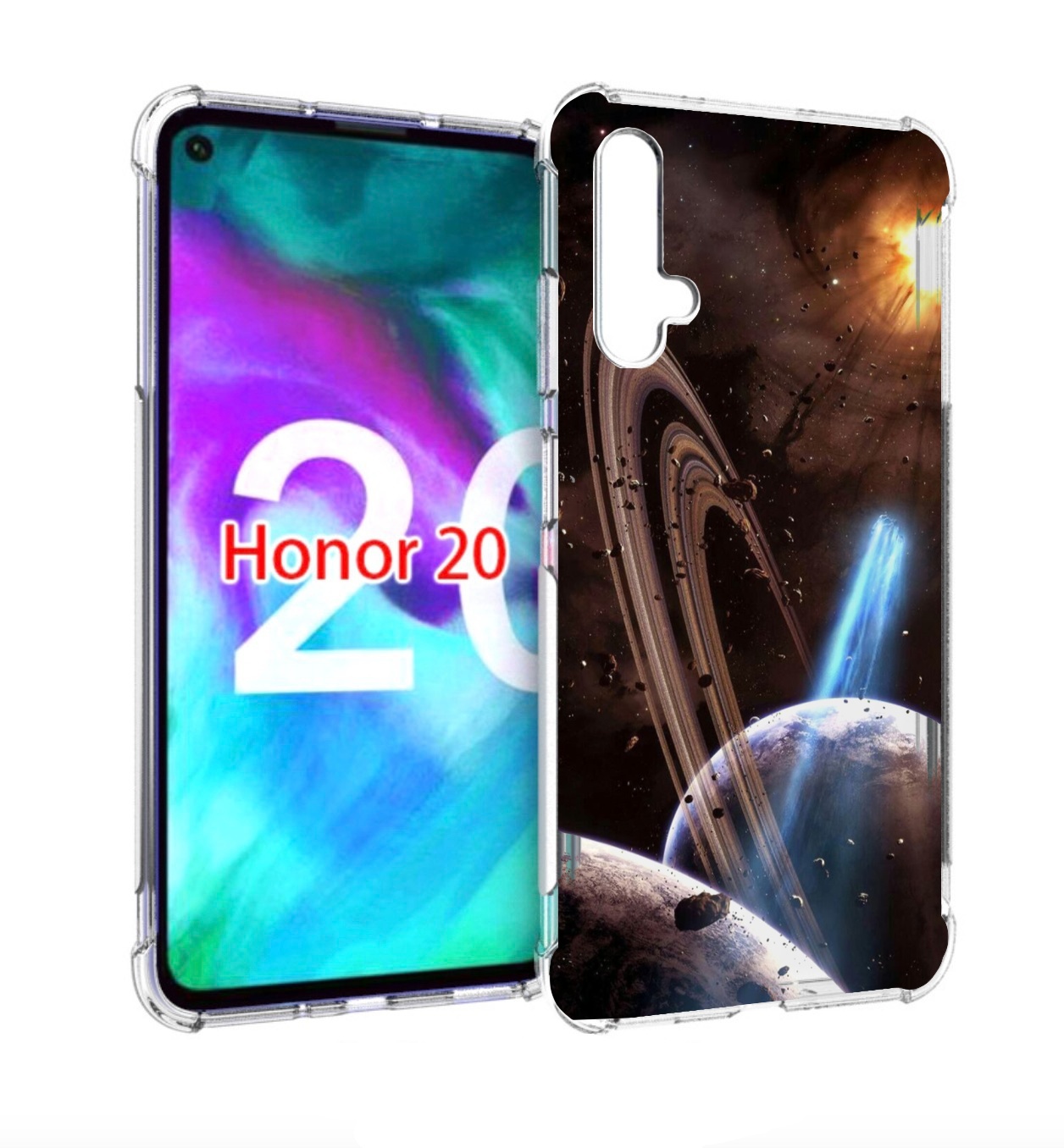 

Чехол бампер MyPads сатурн в космосе для Honor 20, Прозрачный, Tocco