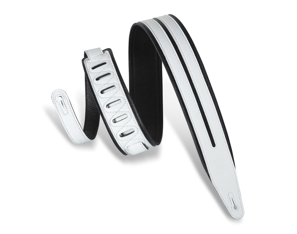 

Rebel Series Ремень для гитары, кожаный, черный/белый, Levy's MG317DRS-BLK-WHT