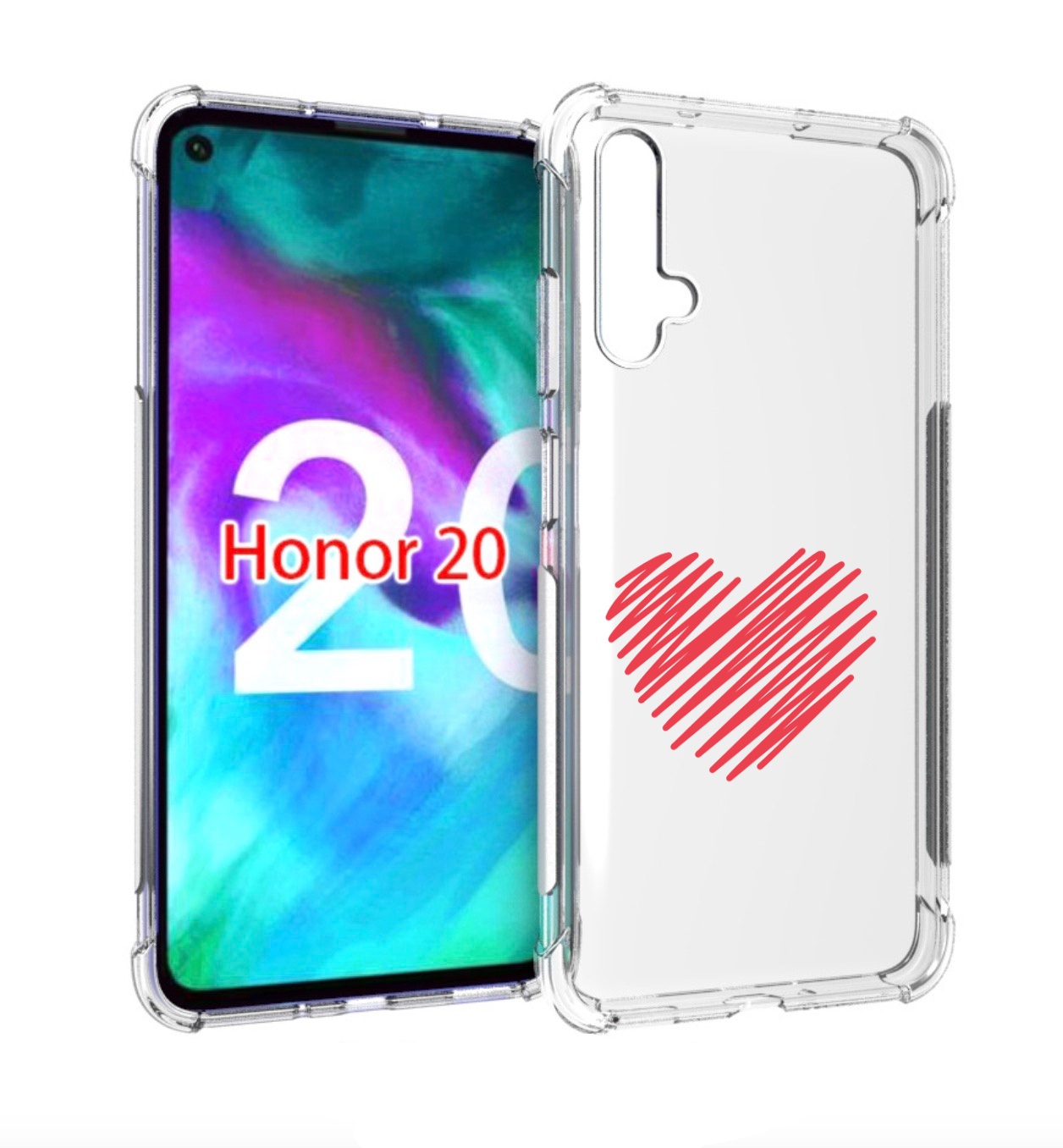 

Чехол бампер MyPads сердечко-одной-линией для Honor 20 Honor, Прозрачный, Tocco