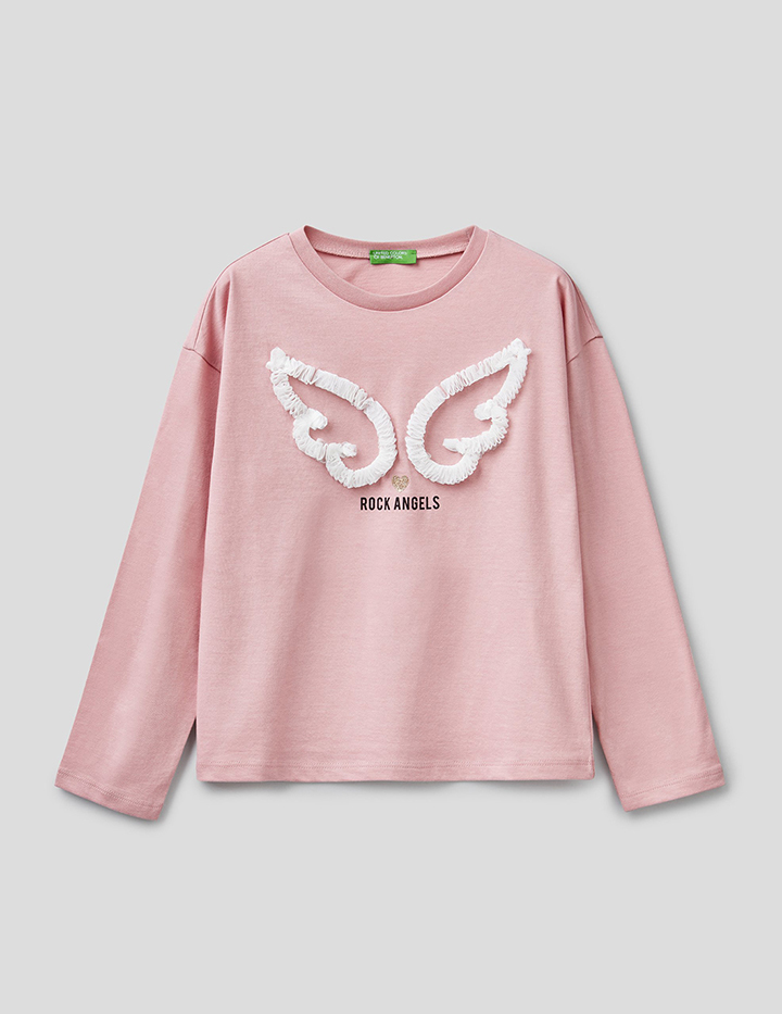 

Футболка для девочек Benetton цв. розовый р.128, 21A_3096C15BF