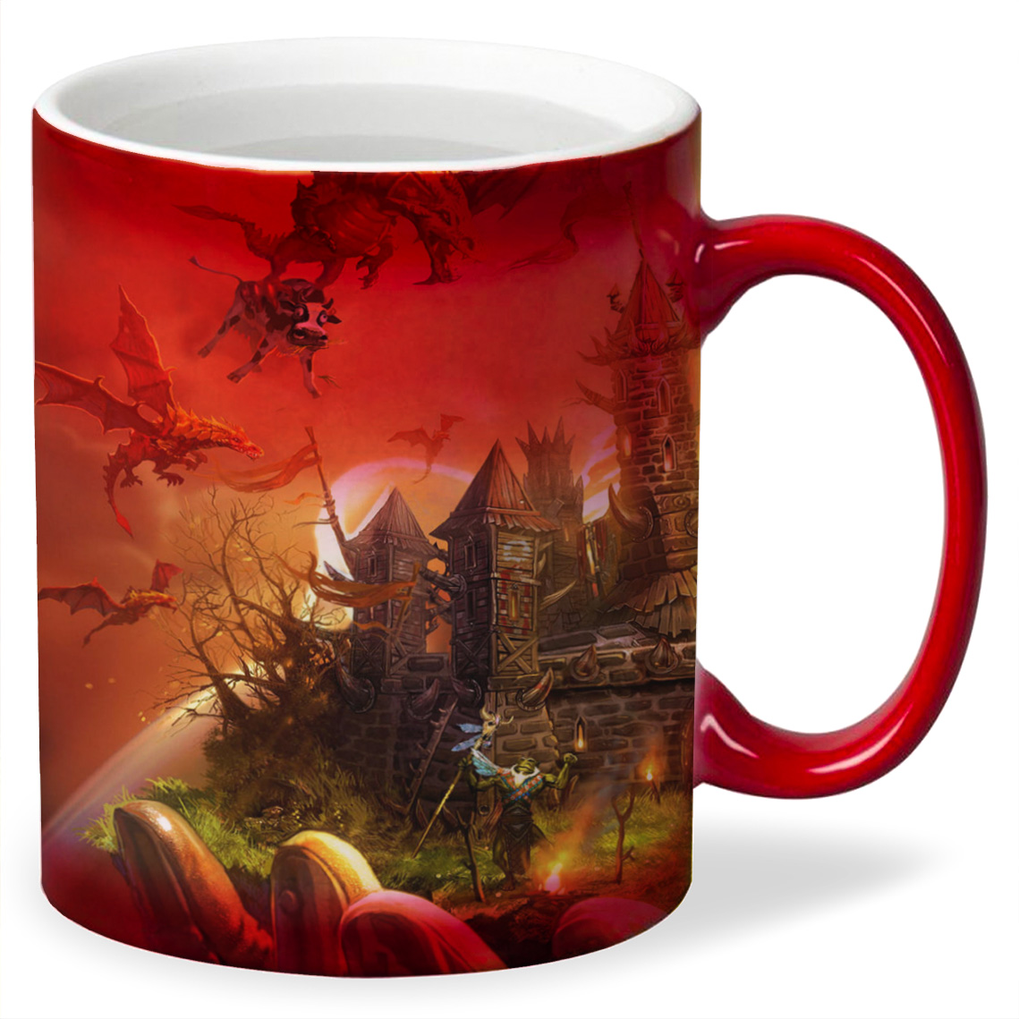 

Кружка CoolPodarok majesty 2 monster kingdom Рыцарь Ладонь Замок Драконы