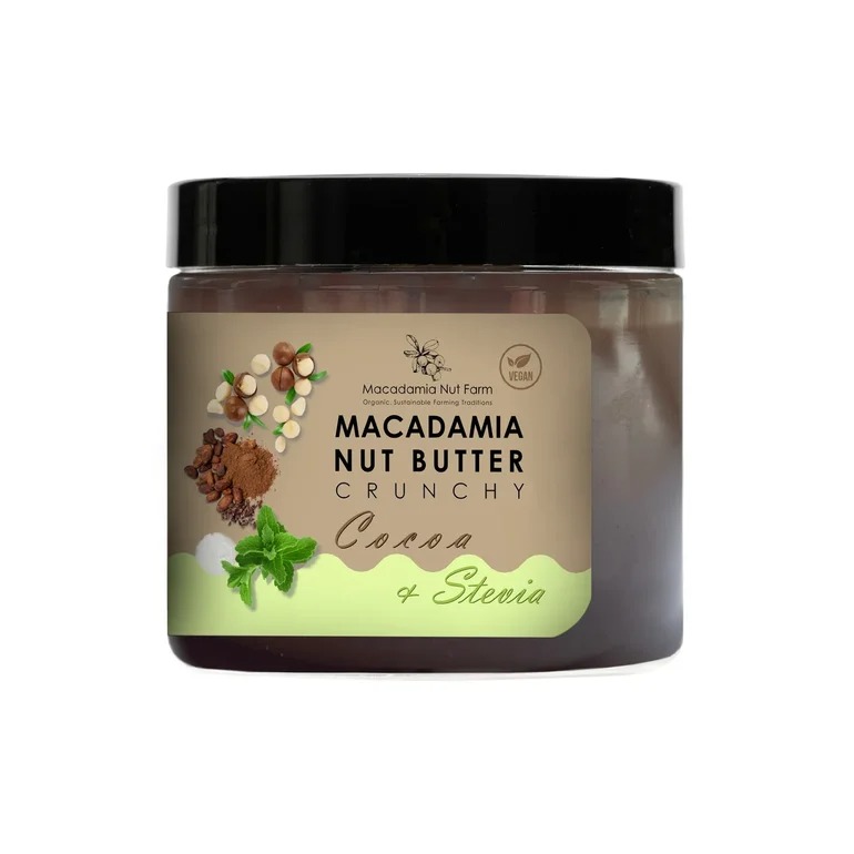 

Паста из ореха Макадамия хрустящая со стевией и какао Macadamia Nut Farm, без сахара 180г