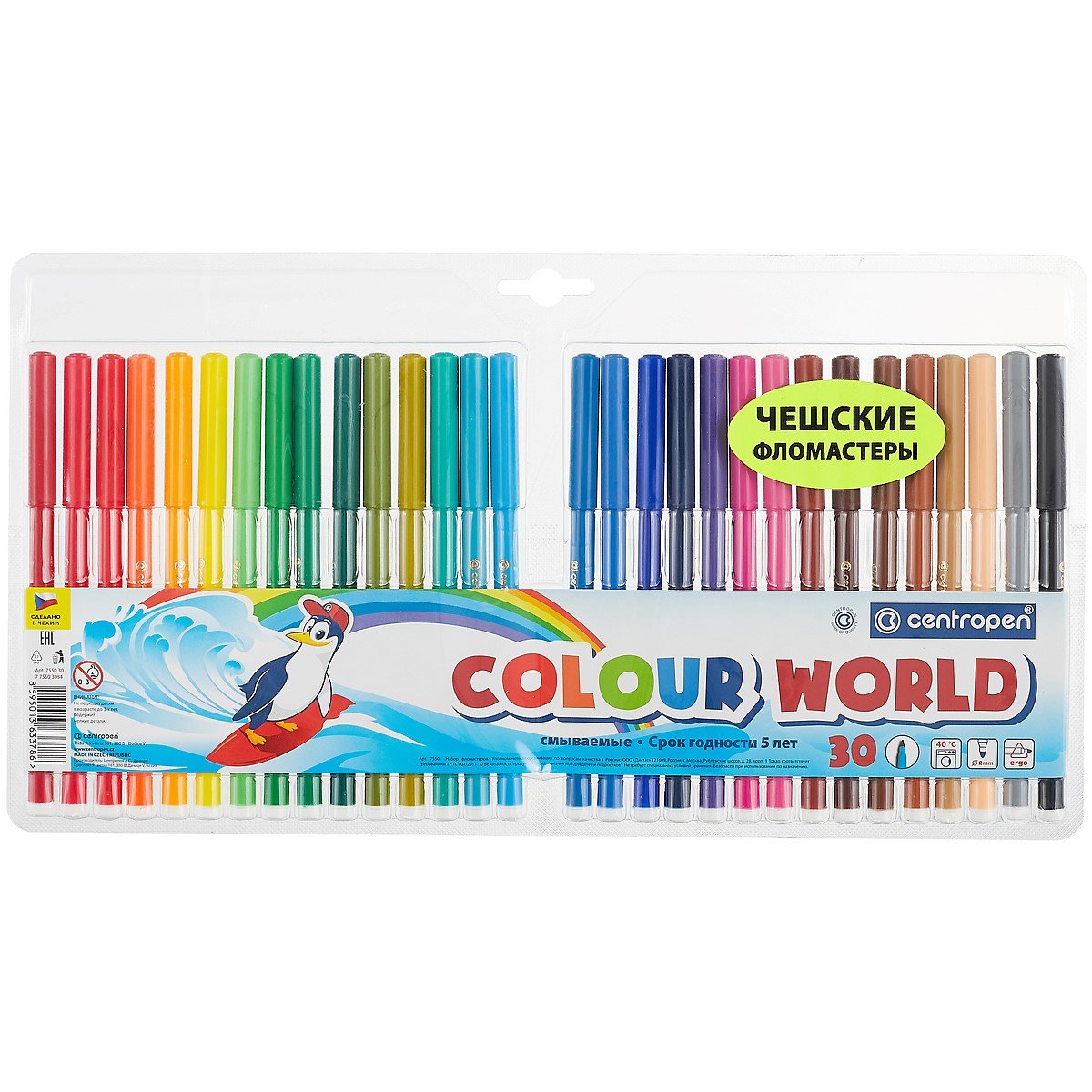 Фломастеры Centropen Colour World, 30 цветов разноцветный