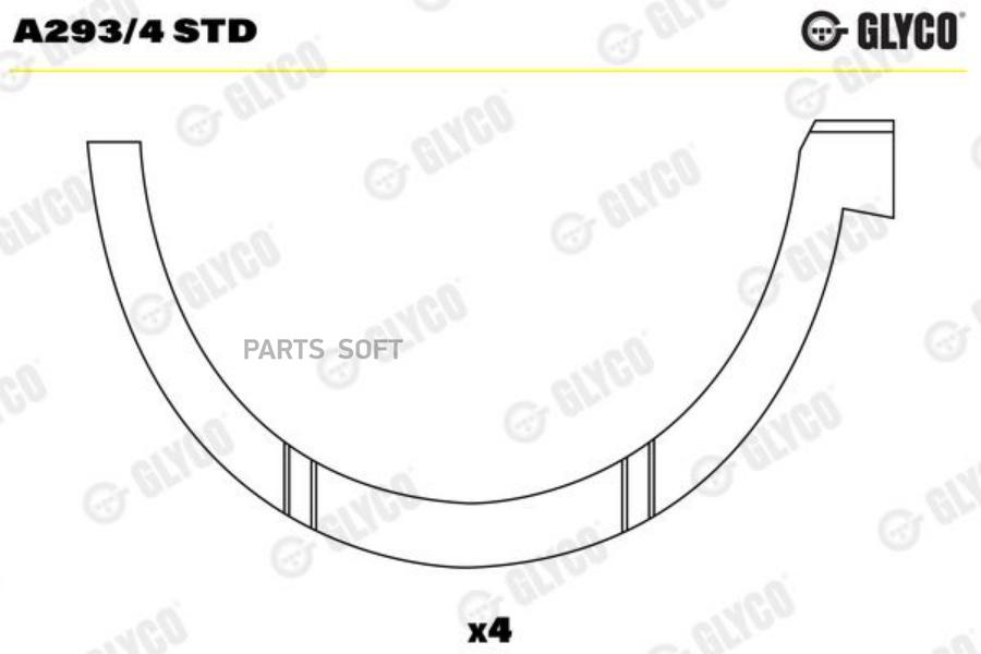 

GLYCO A2934STD A293/4 STD_полукольца упорные к-т 4 шт. STD !\DAF CF85/XF105 дв.MX 265/300/