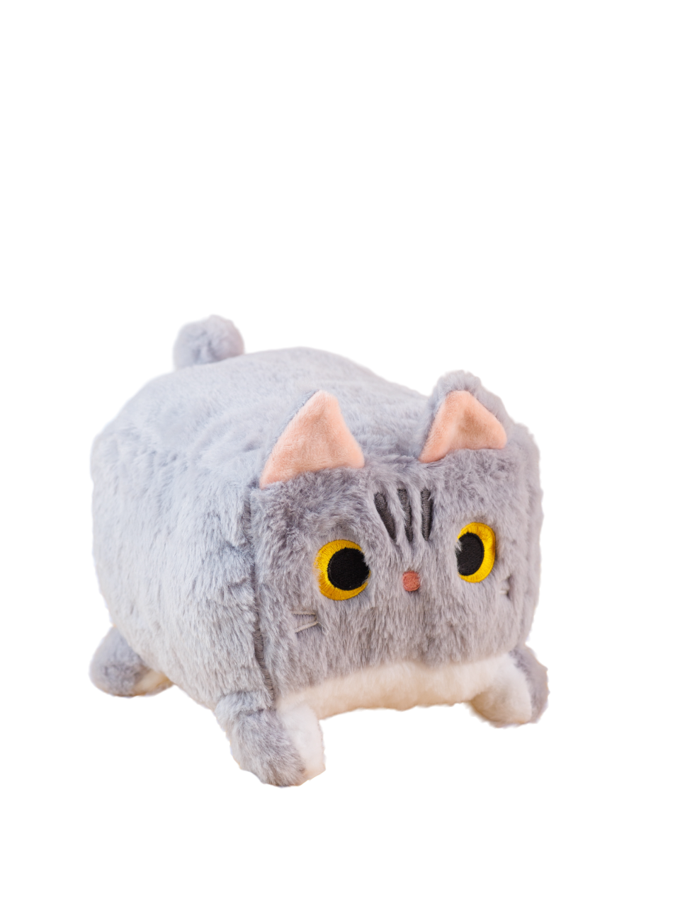 Мягкая игрушка Котокуб Квадратный кот серый лежак с подушкой квадратный пухлый