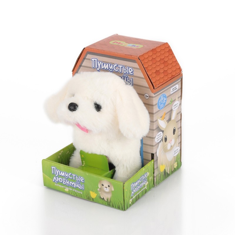 

Интерактивная игрушка Веселый щеночек звук, белый Mioshi