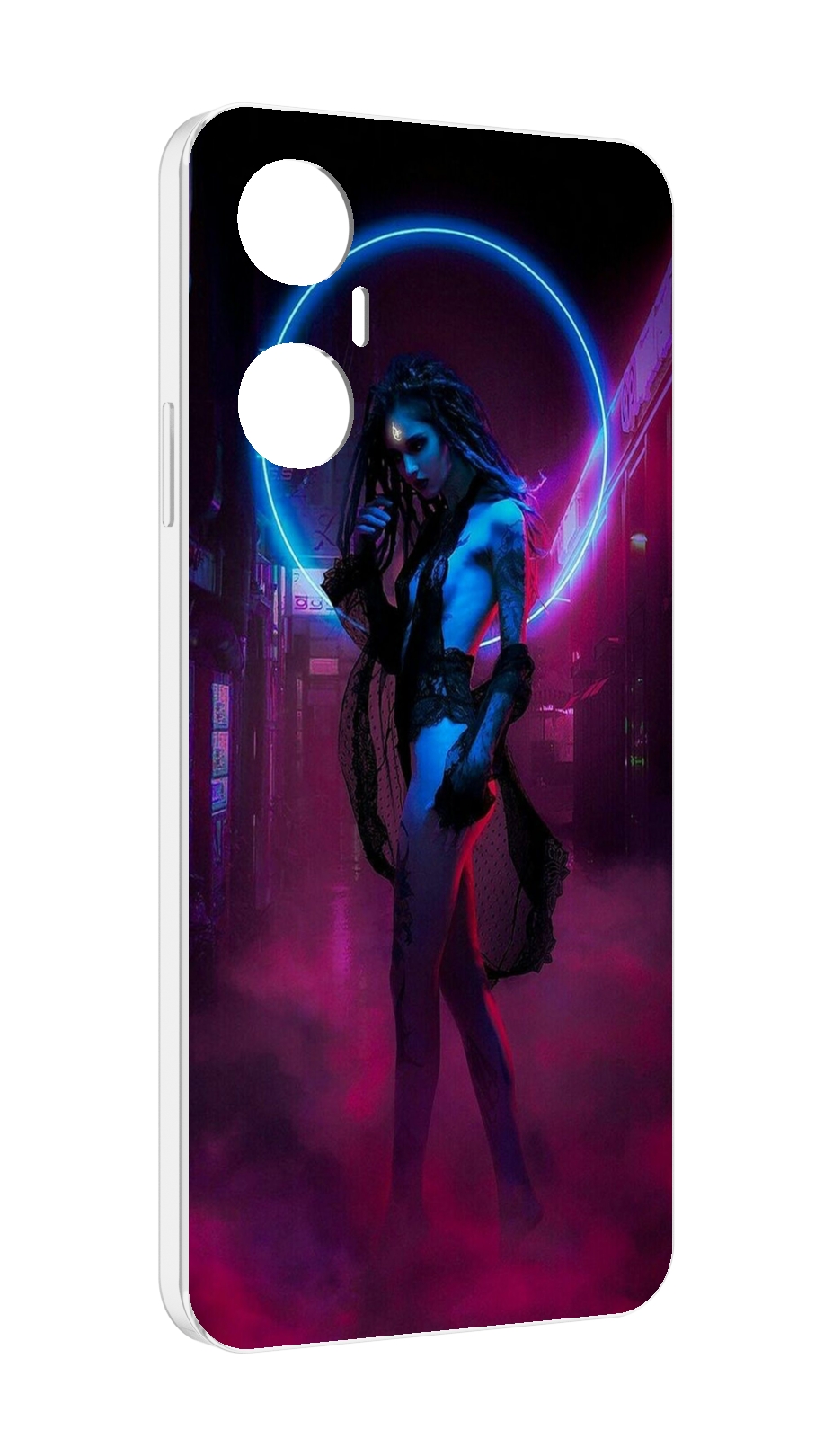 Чехол MyPads красивая девушка в дыму неон женский для Infinix Hot 20 5G