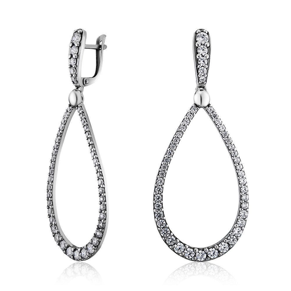 

Серьги подвески из серебра ЮВЕЛИР КАРАТ 2123544/9, фианит, 2123544/9