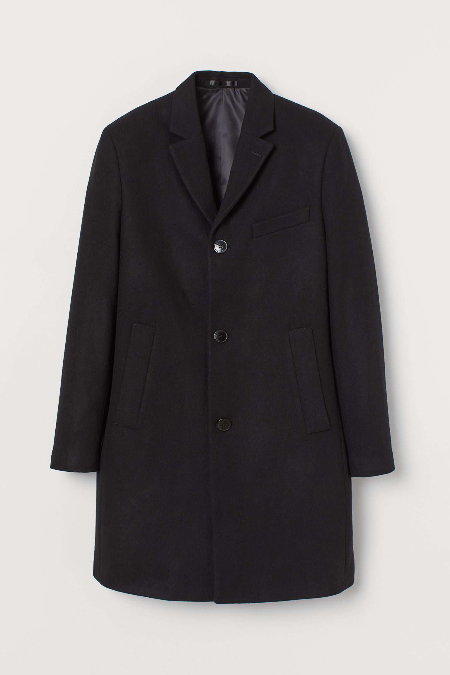 

Пальто мужское H&M 863429001 черное 44 EU, Черный, 863429001