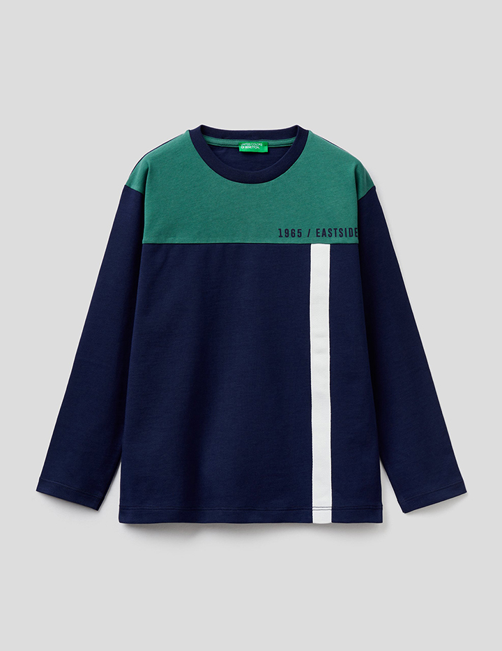 

Лонгслив для мальчиков Benetton цв. синий р.116, 21A_3096C15BQ