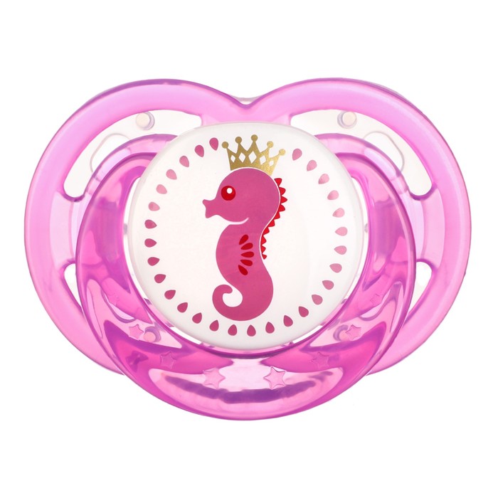 Соска- пустышка Mum&Baby Морской конек, ортодотническая с колпачком, +0 мес, розовый