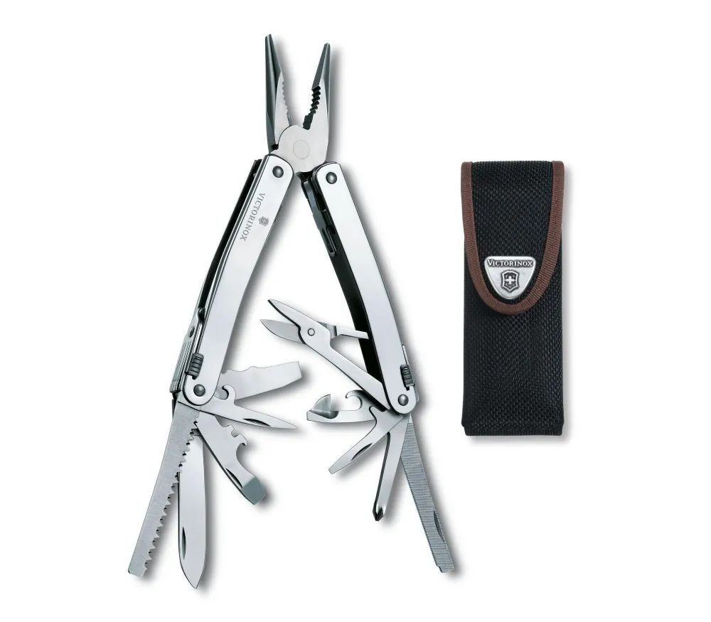 

Мультитул Victorinox SwissTool Spirit X, 105 мм, 26 функций, нейлоновый чехол, 3.0224.N, Серебристый, SwissTool Spirit X