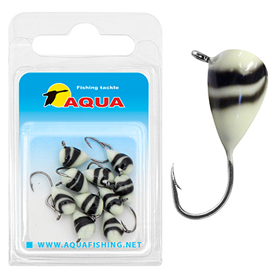 фото Мормышка вольфр. aqua "капля с уш., обмазка c винт.", 10шт, 5mm, 1,9гр, gamakatsu №10, pbl