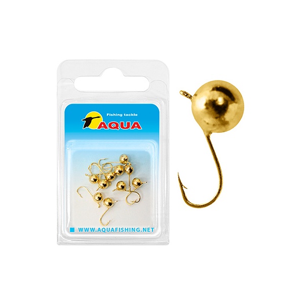 

Мормышка вольфрам. AQUA "Дробина с ушком", 10шт., D5,5mm, 1,15g, Gamakatsu №14, золото, Золотистый, Дробина