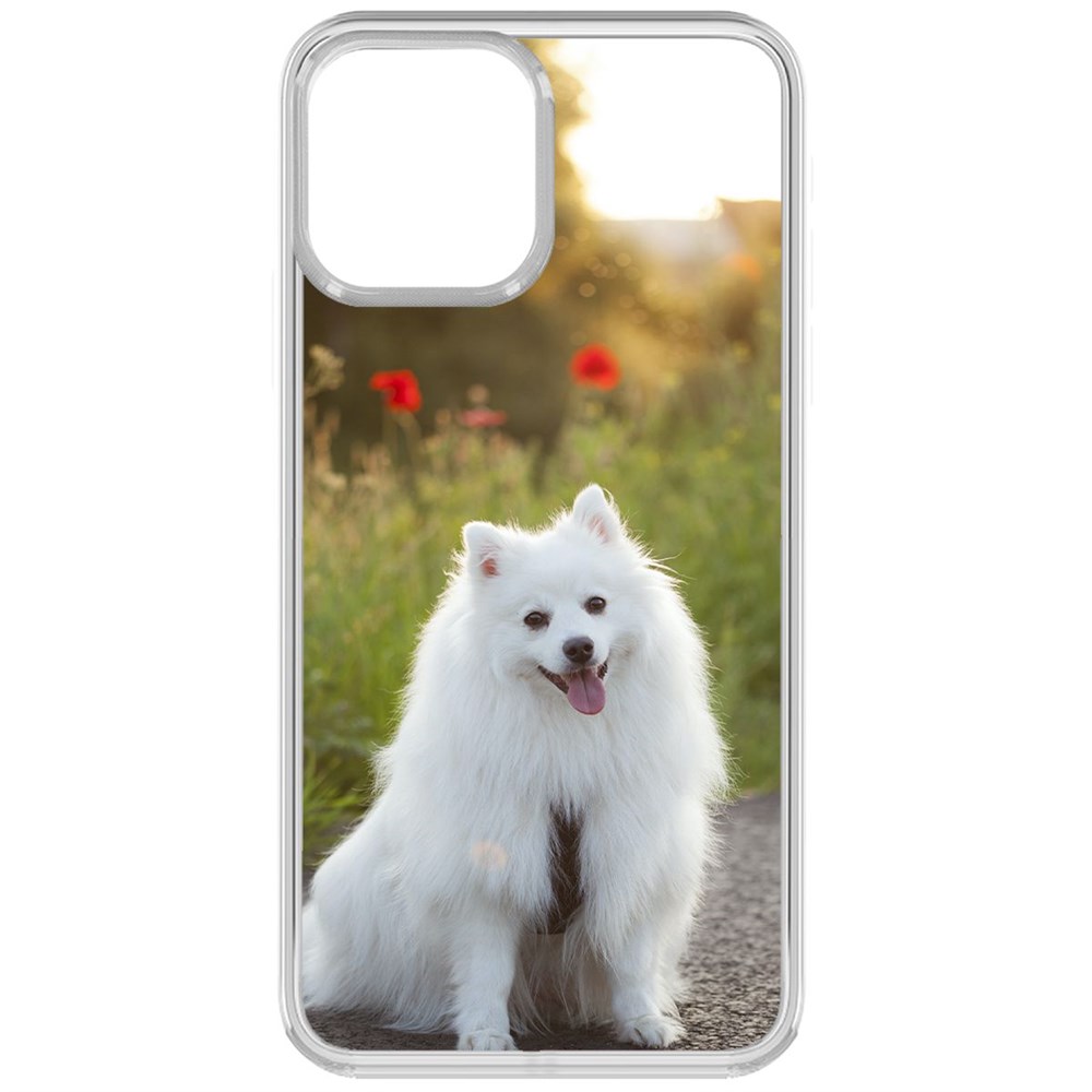 

Чехол-накладка Krutoff Clear Case Белый шпиц для iPhone 13 Pro, Прозрачный