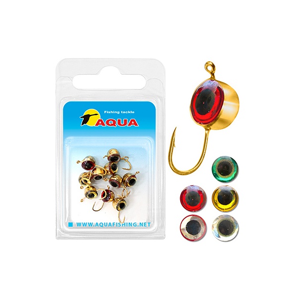 

Мормышка вольфр. AQUA "Полусфера с окун. глазом", 10шт., 4мм, 0,52g, Gamakatsu №16, золото, Золотистый, Полусфера