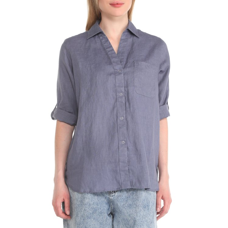 

Рубашка женская Maison David MLY2119 синяя M, Синий, MLY2119