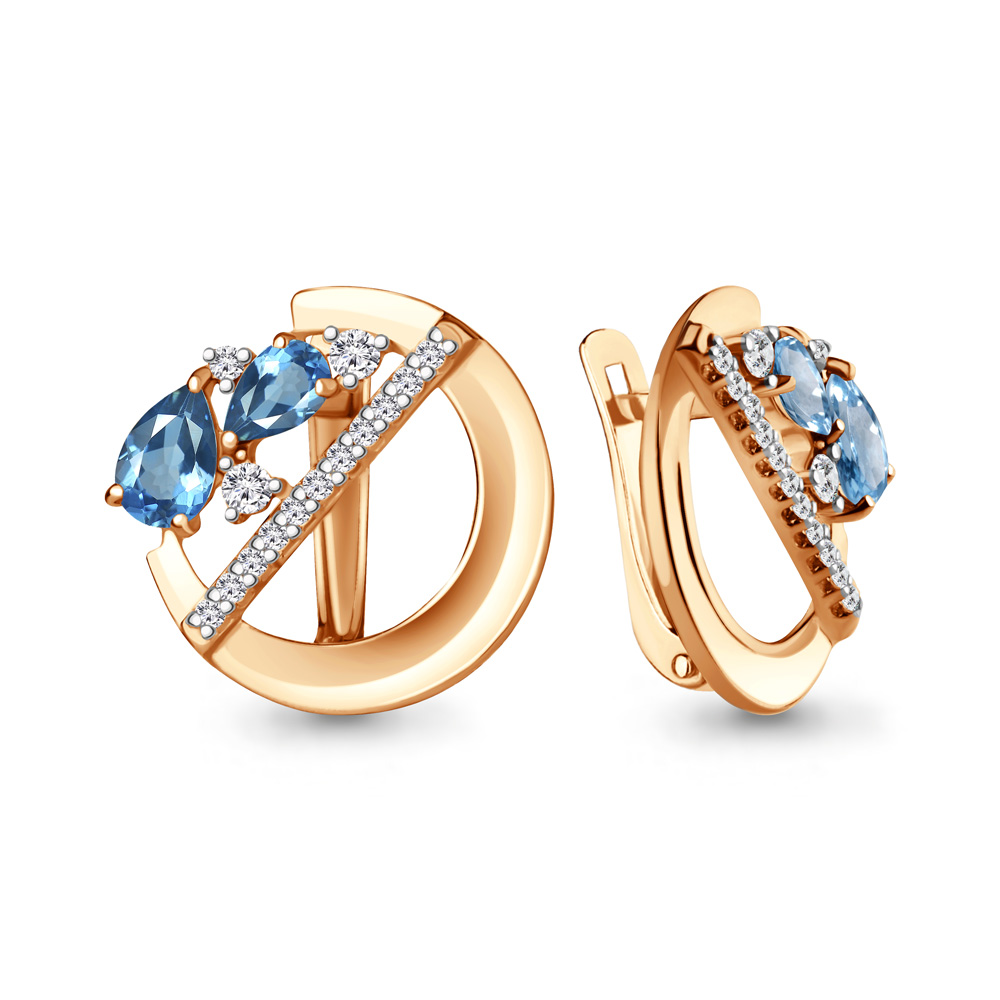

Серьги из серебра с топазом/фианитом Aquamarine 4323505А, 4323505А_925_з