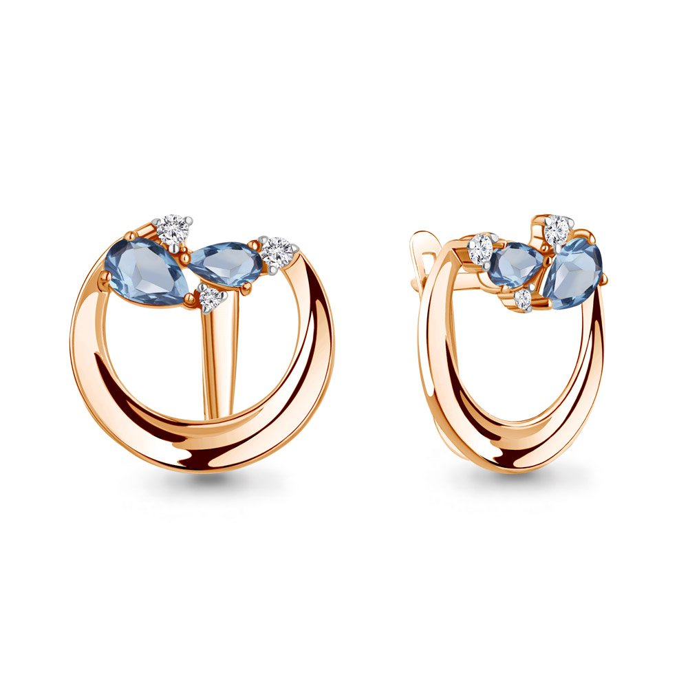 

Серьги из серебра с топазом/фианитом Aquamarine 4323605А, 4323605А_925_з