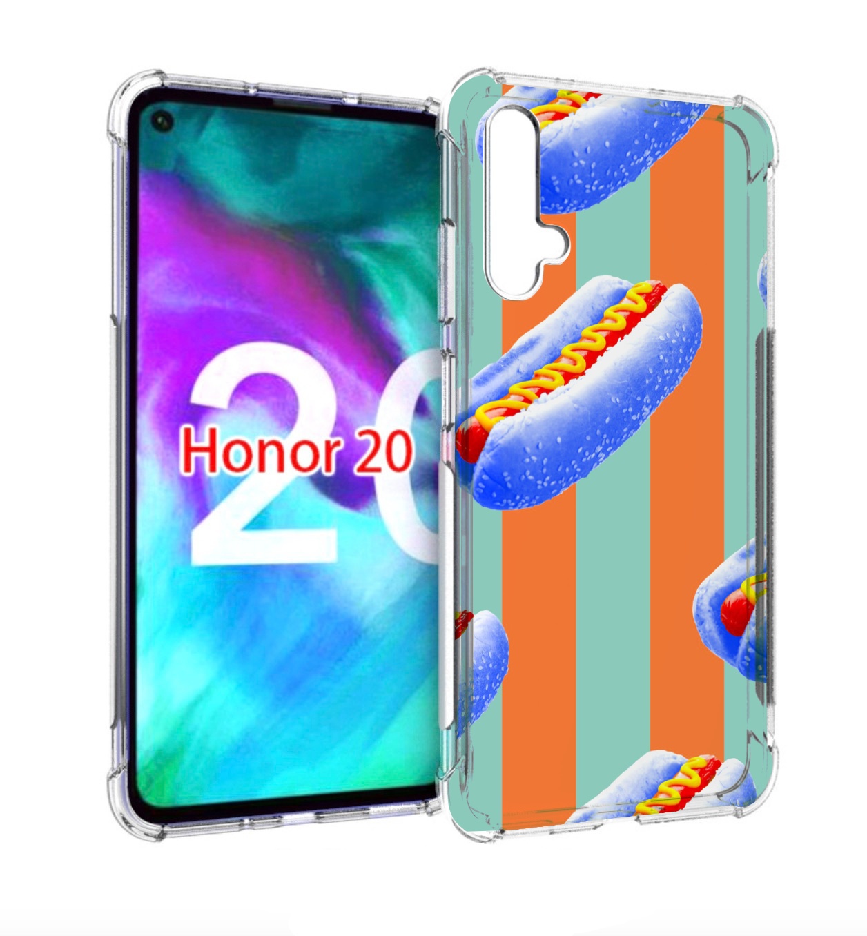 

Чехол бампер MyPads синие хотдоги для Honor 20, Прозрачный, Tocco