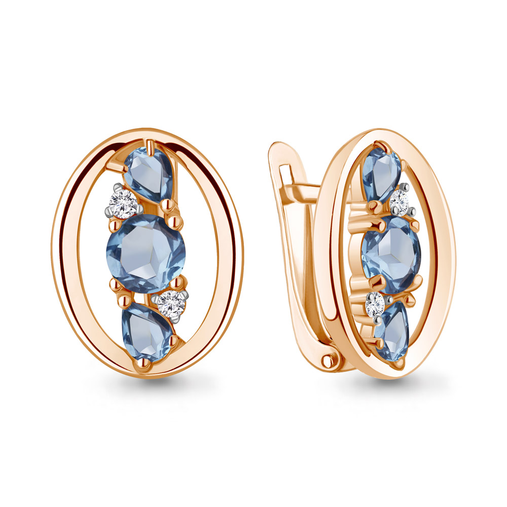 

Серьги из серебра с топазом/фианитом Aquamarine 4324805А, 4324805А_925_з