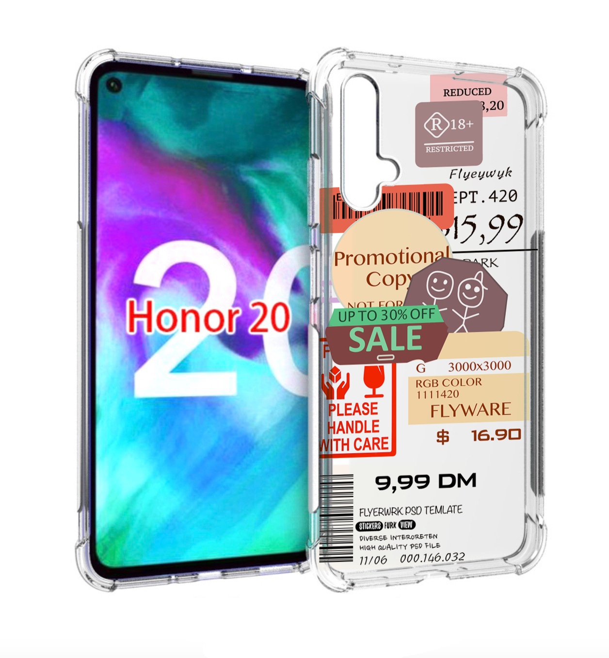 

Чехол бампер MyPads скидочные-купоны-принт для Honor 20, Прозрачный, Tocco