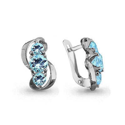 

Серьги из серебра с топазом Aquamarine 4402405, 4402405_925_р