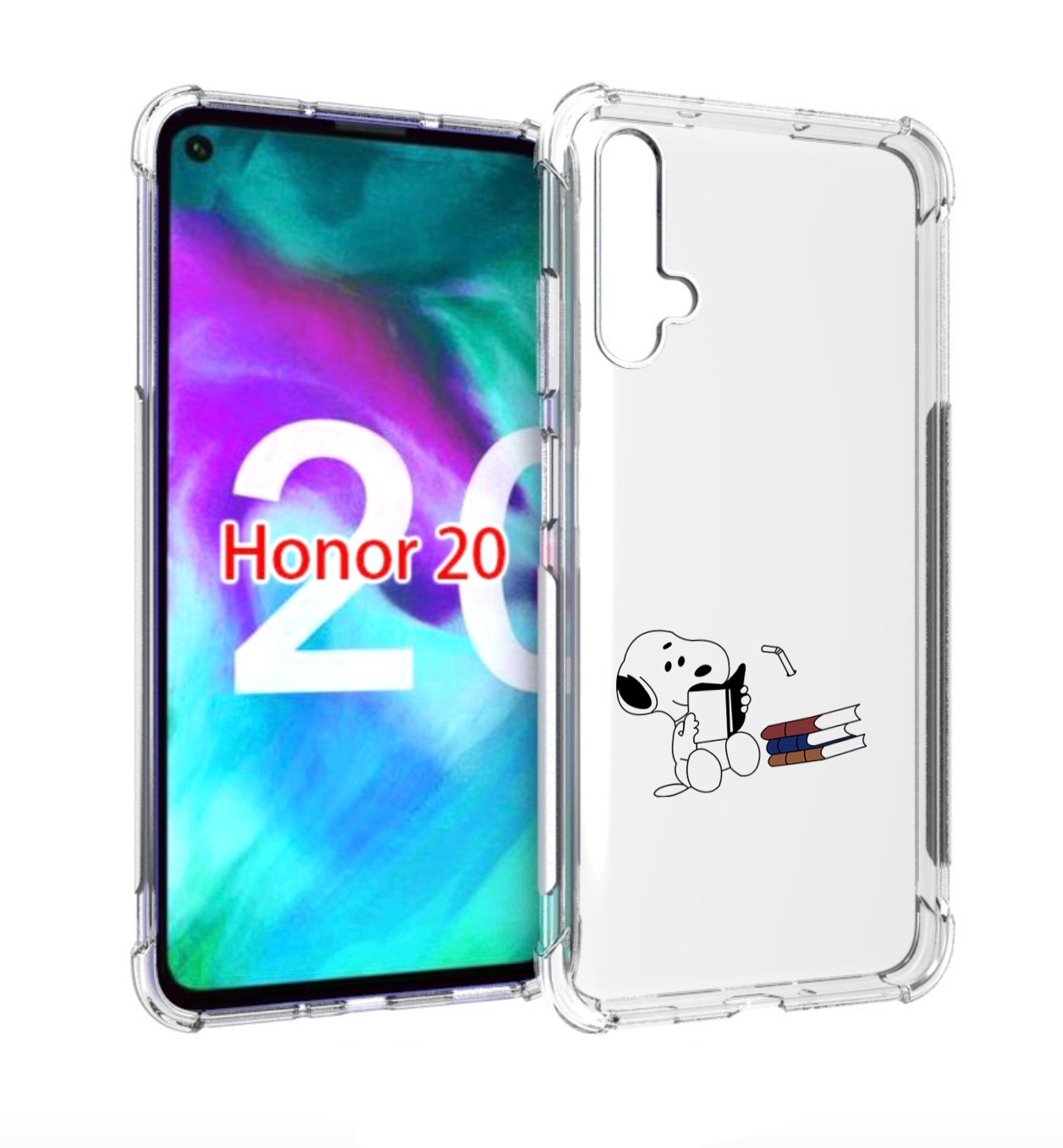 

Чехол бампер MyPads собака-с-книжками для Honor 20, Прозрачный, Tocco