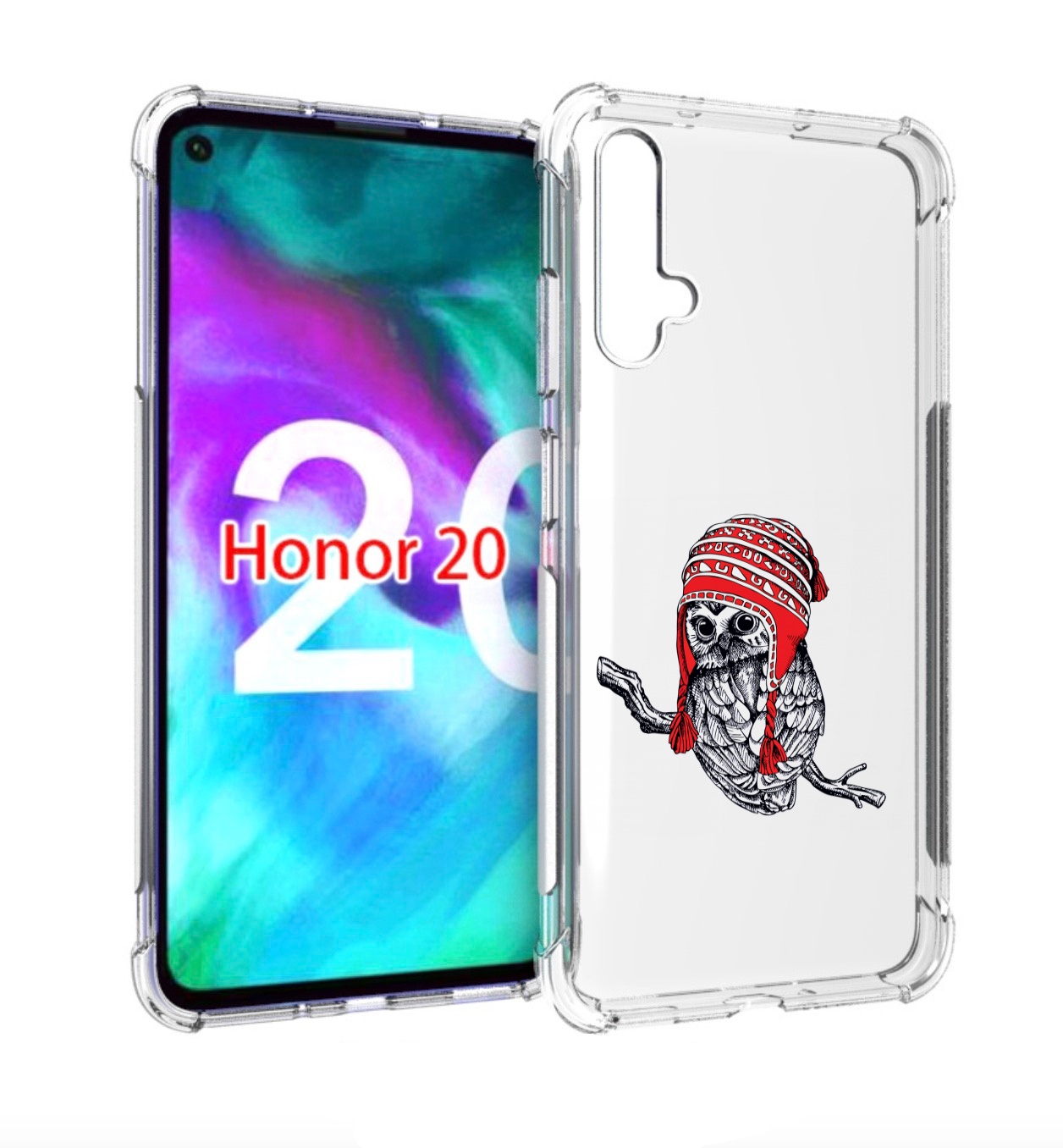 Чехол бампер MyPads сова-в-красной-шапке-на-веточке для Huawei H