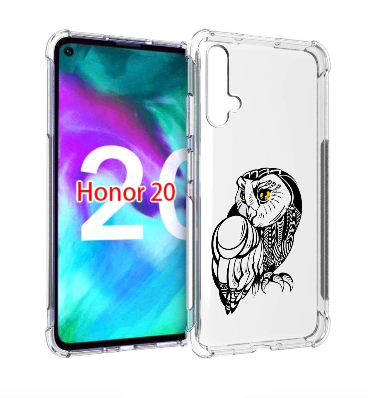 

Чехол бампер MyPads сова-красотка для Honor 20, Прозрачный, Tocco