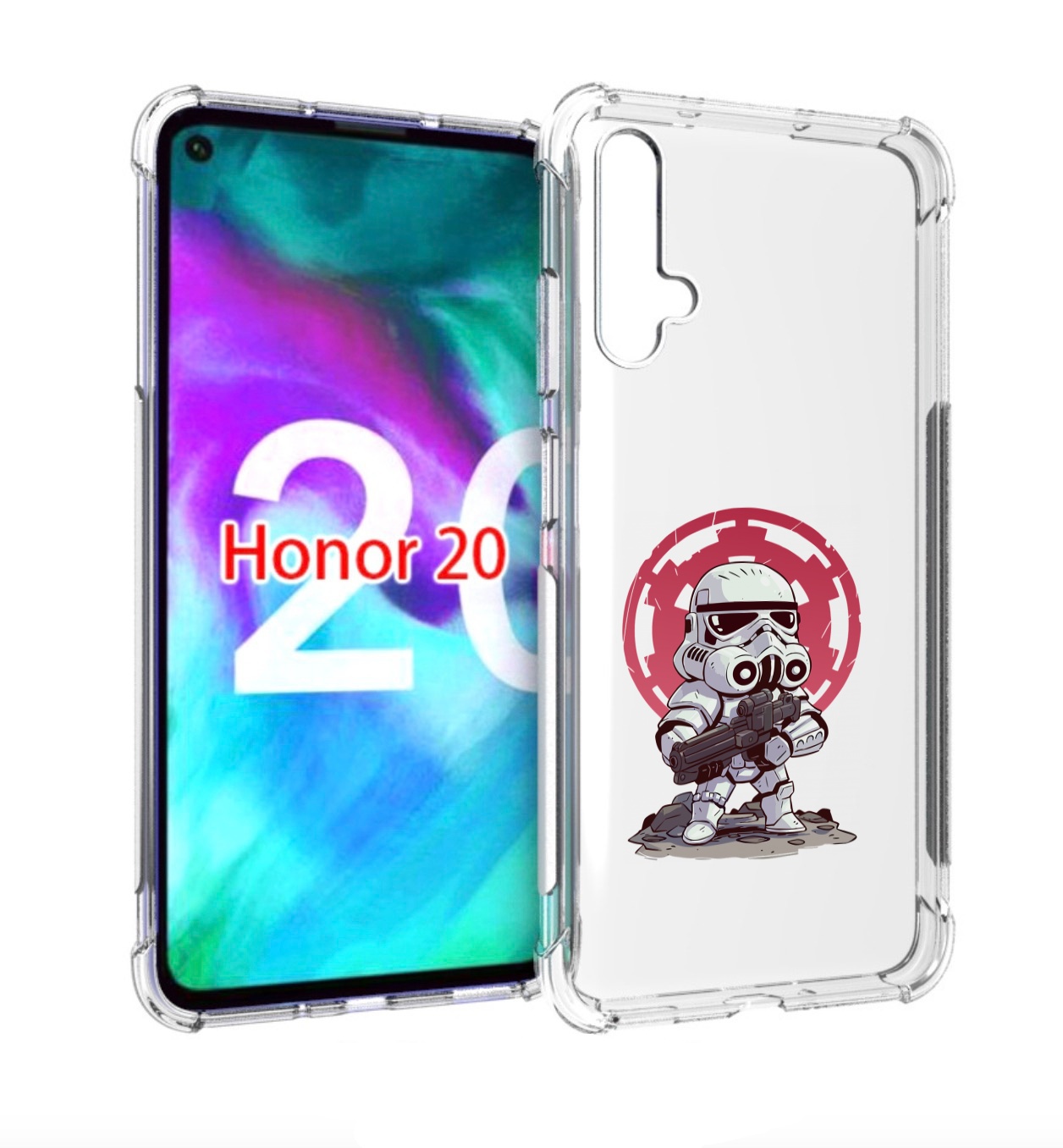 

Чехол бампер MyPads солдат-из-старварс для Honor 20, Прозрачный, Tocco