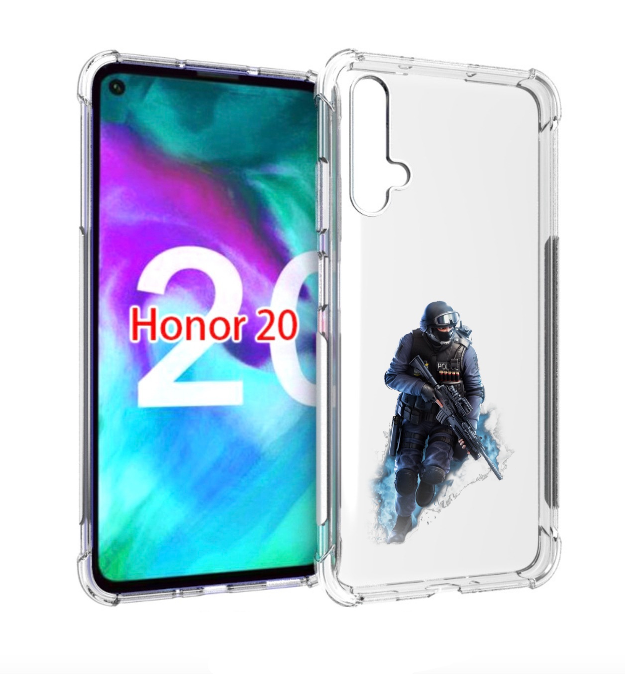 

Чехол бампер MyPads спецназ-ксго для Honor 20, Прозрачный, Tocco