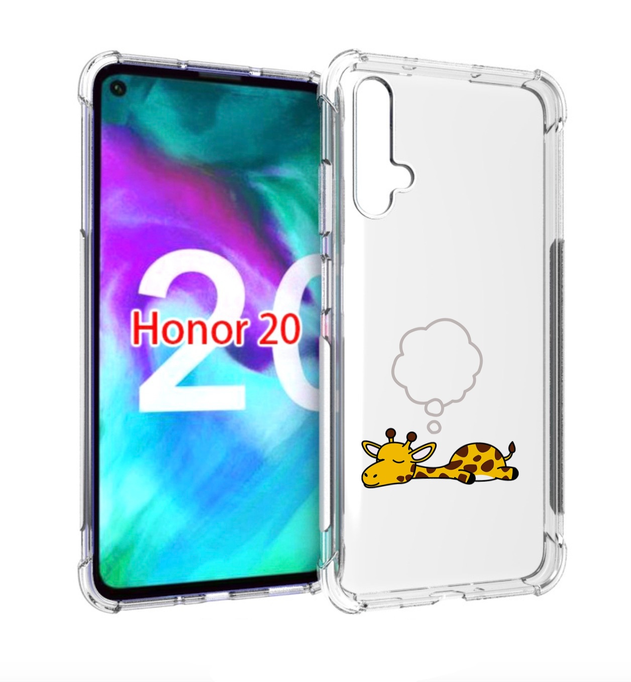 

Чехол бампер MyPads спящий-жираф детский для Honor 20 Honor, Прозрачный, Tocco