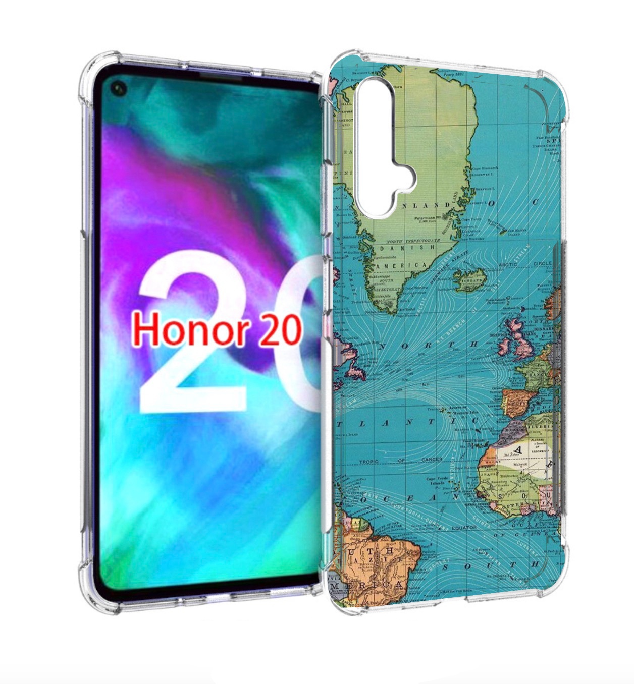 

Чехол бампер MyPads старая карта земли для Honor 20, Прозрачный, Tocco