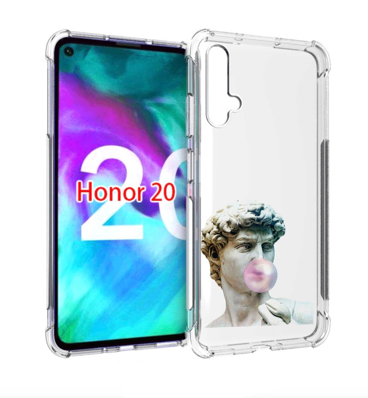 

Чехол бампер MyPads статуя-с-жвачкой для Honor 20, Прозрачный, Tocco