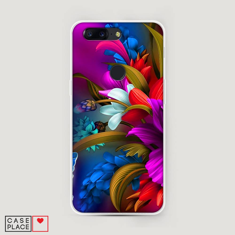 

Чехол на OnePlus 5T "Фантастические цветы", Фиолетовый;красный;синий, 150350-2