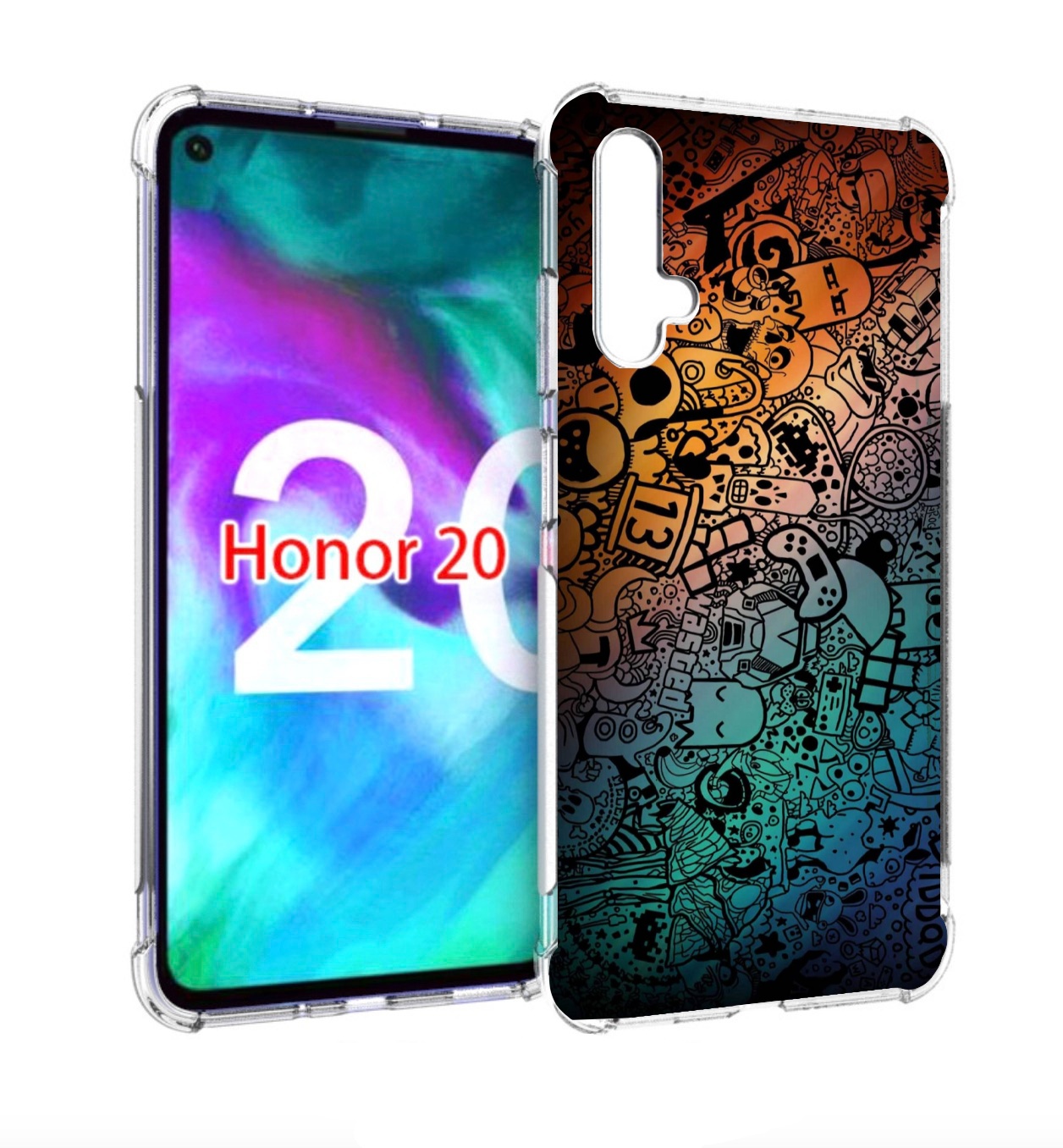 

Чехол бампер MyPads стикеты в тени для Honor 20, Прозрачный, Tocco