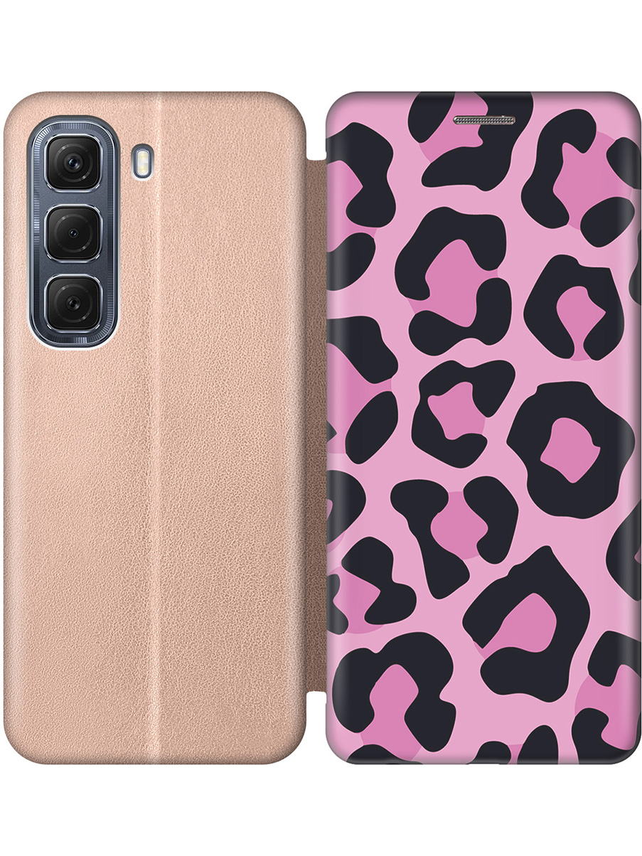 

Чехол-книжка на Infinix Hot 50 4G с принтом "Паттерн розовый леопард" золотой, Золотистый;розовый;черный, 786718732