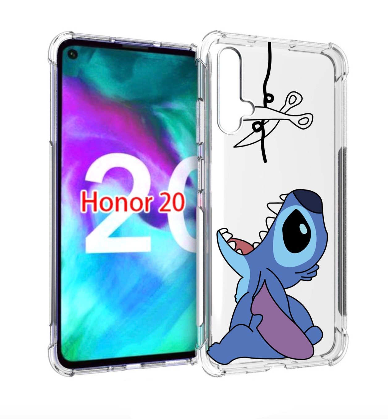 

Чехол бампер MyPads стич-с-ножницами для Honor 20, Прозрачный, Tocco